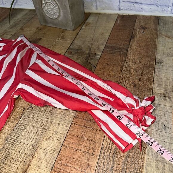 Trina Turk 'Bees Knees' Striped Tie Sleeve Top Pepper White Size L $228 - Picture 2 of 12